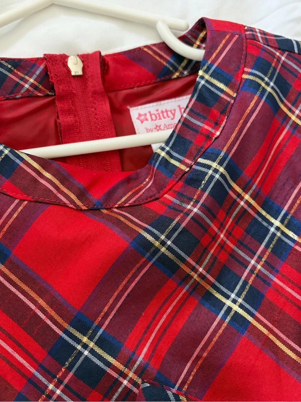 American Girl Red Plaid Holiday Dress with Bow